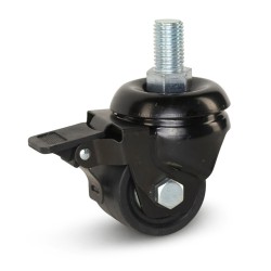 Zwart nylon zwaarlast zwenkwiel met schroefdraad en rem 50 mm, perfecte kwaliteit en scherp geprijsd!