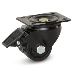 Zwart nylon zwaarlast zwenkwiel met rem 65 mm, perfecte kwaliteit en scherp geprijsd!