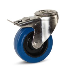 Elastisch rubber geremd zwenkwiel die roestvrij zijn en binnen en buiten kunnen