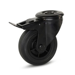 Zwart rubber geremd zwenkwiel 100 mm - RP6-100Z new design zwenkwiel
