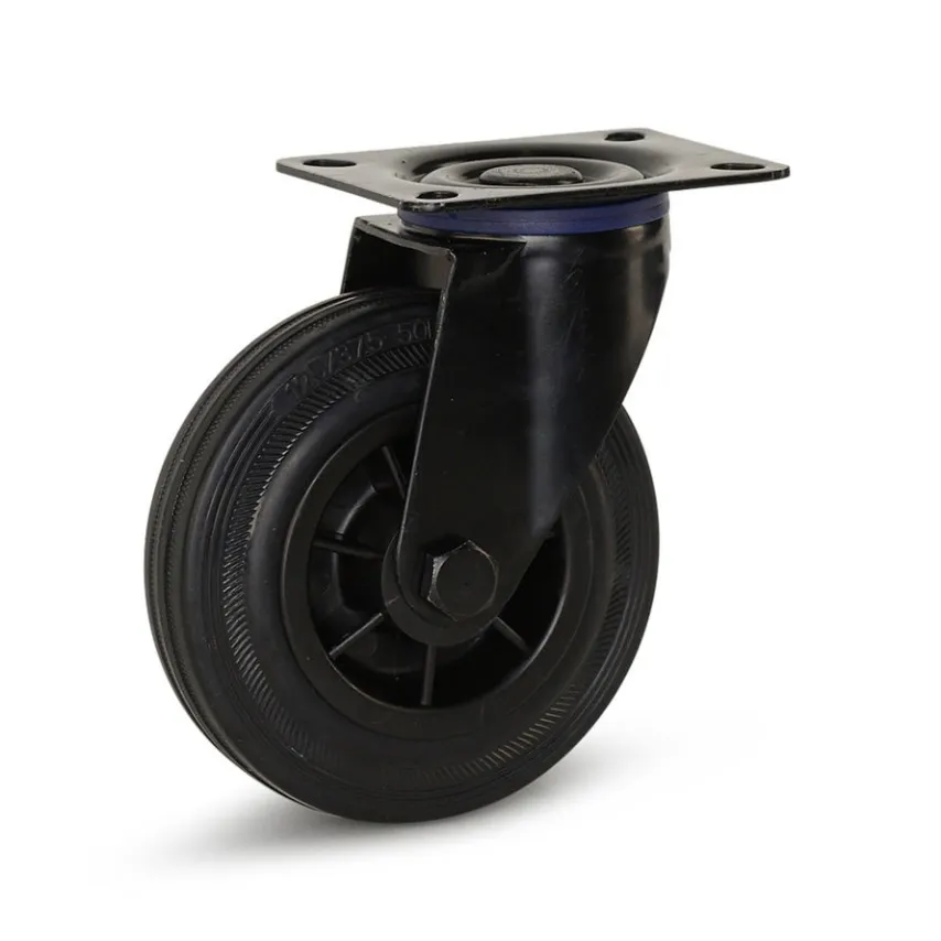Zwart rubber zwenkwiel 125 mm - RP3-125Z
