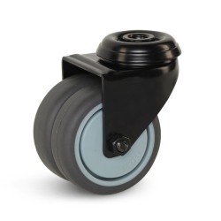75 mm dubbel zwenkwiel met zwarte gaffel - T5-D75LZ