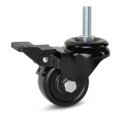 Zwart Nylon zwenkwiel met rem, 50 mm, met schroefdraad - BNY9-50