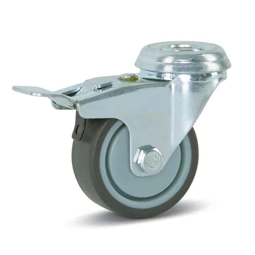 Trolley zwenkwiel geremd met centraal gat - 50mm - 40kg - T6-50 Trolley zwenkwiel geremd met centraal gat - 50mm - 40kg - T6-50