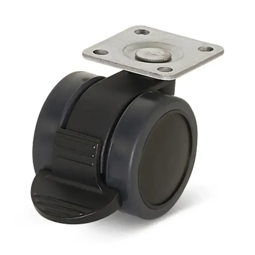 Premium meubelwiel, 42mm, PU geremd, topplaat 36,5x36,5 mm - 12041 Premium meubelwiel, 42mm, PU geremd, topplaat 36,5x36,5 mm - 12041