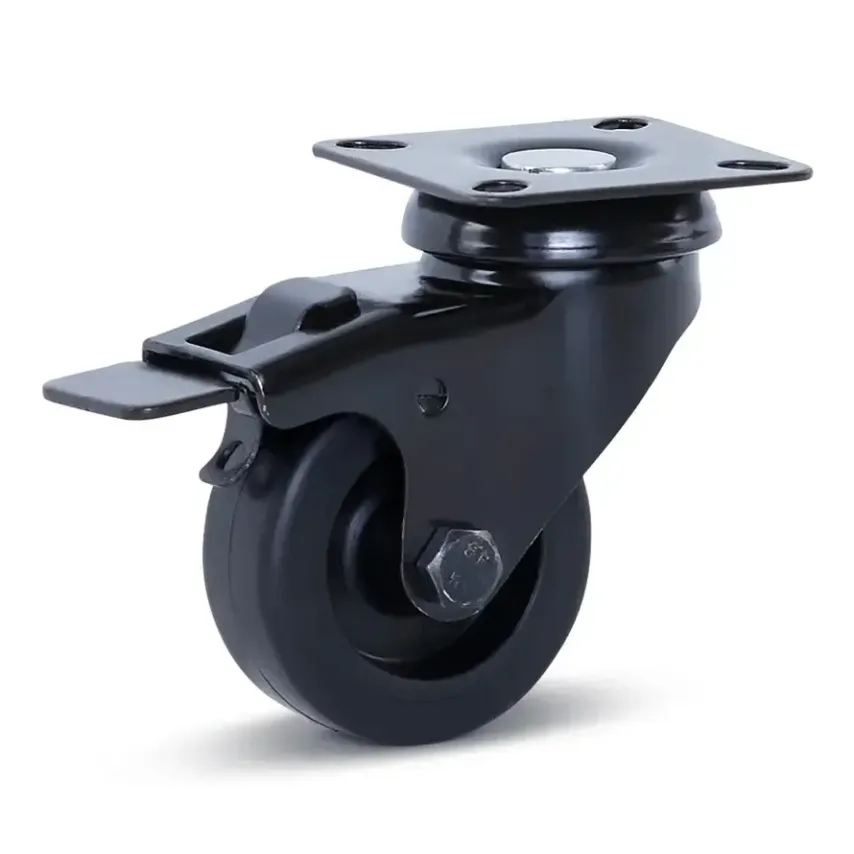Meubel zwenkwiel zwart geremd met topplaat - 50mm - 40kg - M4-50Z Meubel zwenkwiel zwart geremd met topplaat - 50mm - 40kg - M4-50Z