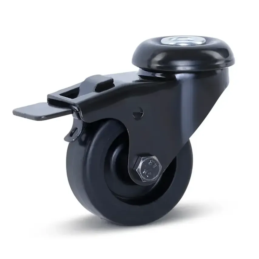Meubel zwenkwiel zwart geremd met centraal gat - 50mm - 40kg - M6-50Z Meubel zwenkwiel zwart geremd met centraal gat - 50mm - 40kg - M6-50Z