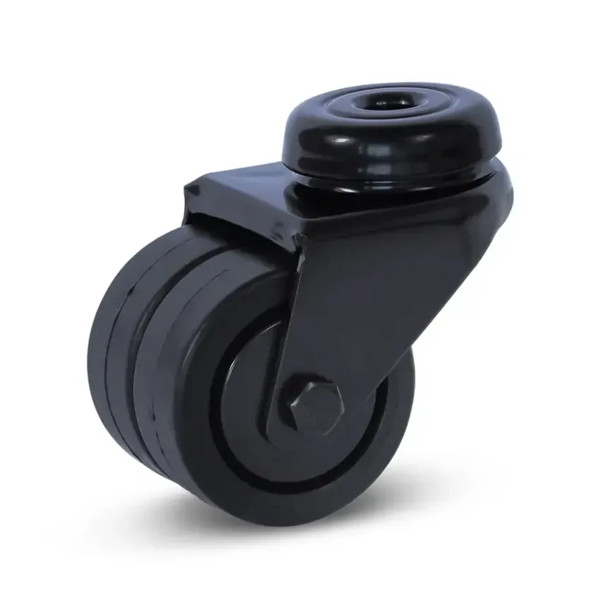 Zwart dubbel zwenkwiel met centraal gat - 50mm - 90kg - T5-D50Z Zwart dubbel zwenkwiel met centraal gat - 50mm - 90kg - T5-D50Z