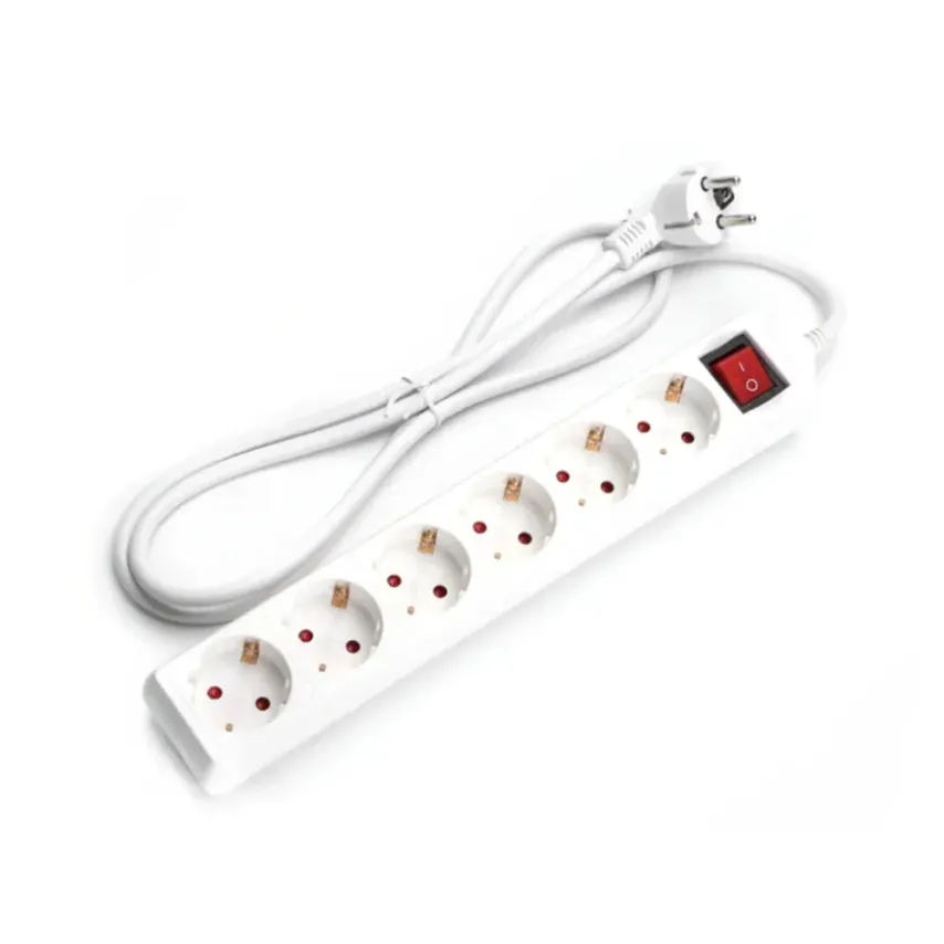 Stekkerdoos 6x - 5,0m wit