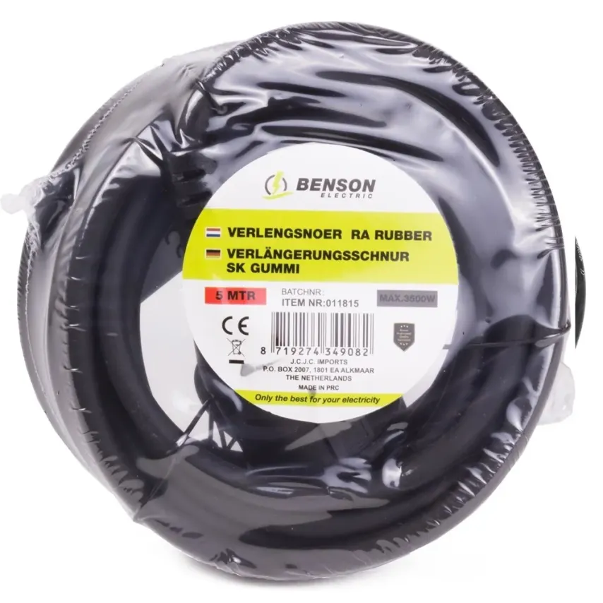 Verlengsnoer - RA 3 x 1.5 - 5 Meter - Rubber