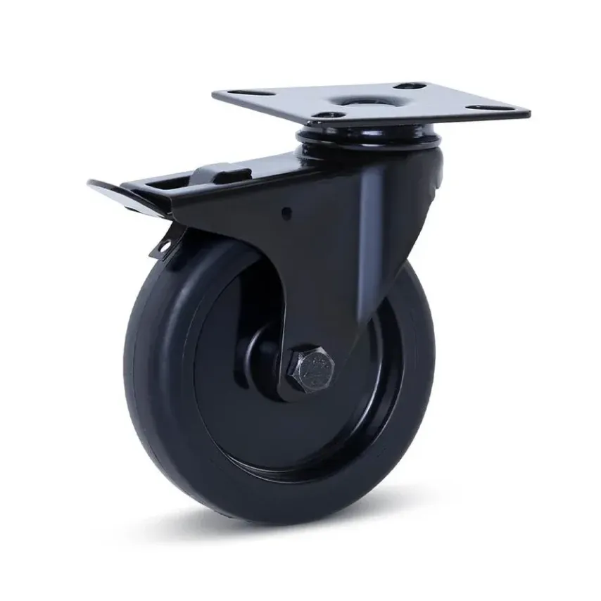 Meubel zwenkwiel zwart geremd met topplaat - 100mm - 90kg - M4-100Z Meubel zwenkwiel zwart geremd met topplaat - 100mm - 90kg - M4-100Z