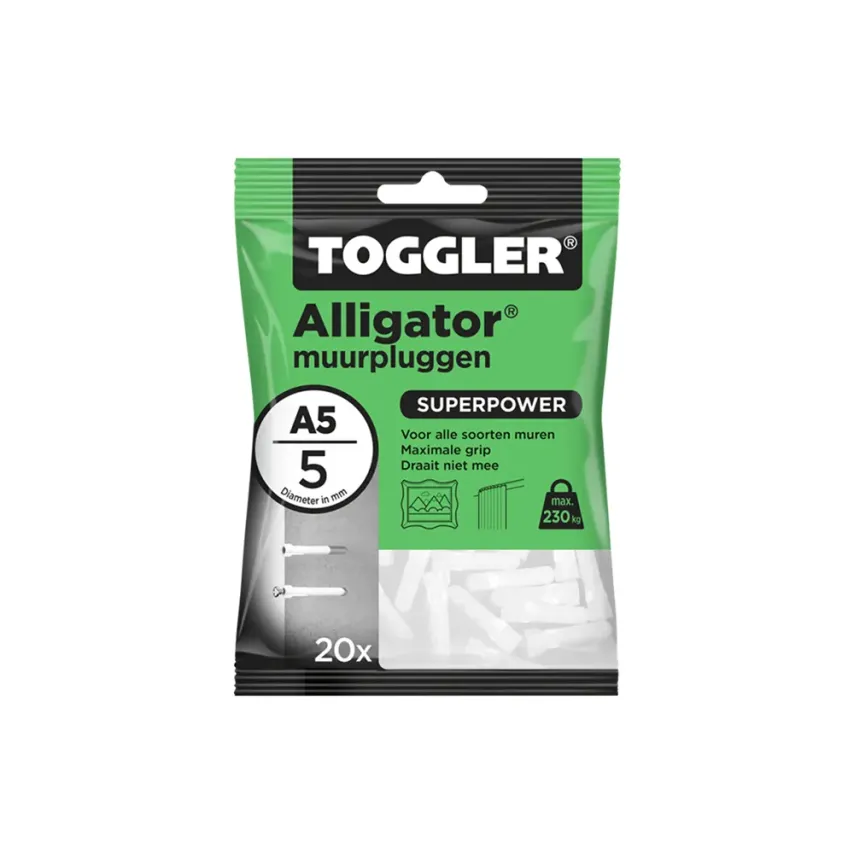 Toggler - A - Alligator pluggen - 5mm (20 stuks) Toggler - A - Alligator pluggen - 5mm (20 stuks)