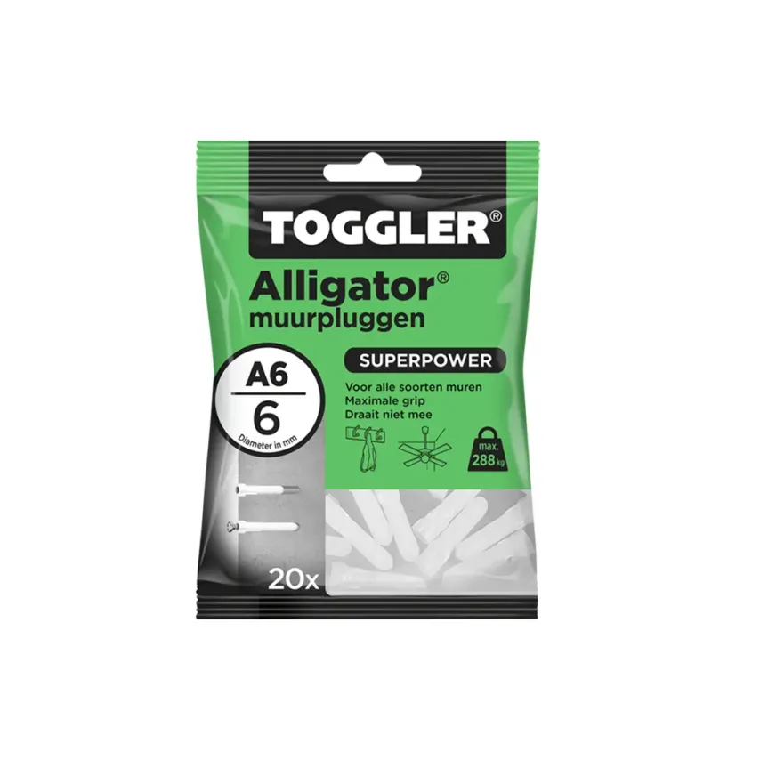 Toggler - A - Alligator pluggen - 6mm (20 stuks) Toggler - A - Alligator pluggen - 6mm (20 stuks)