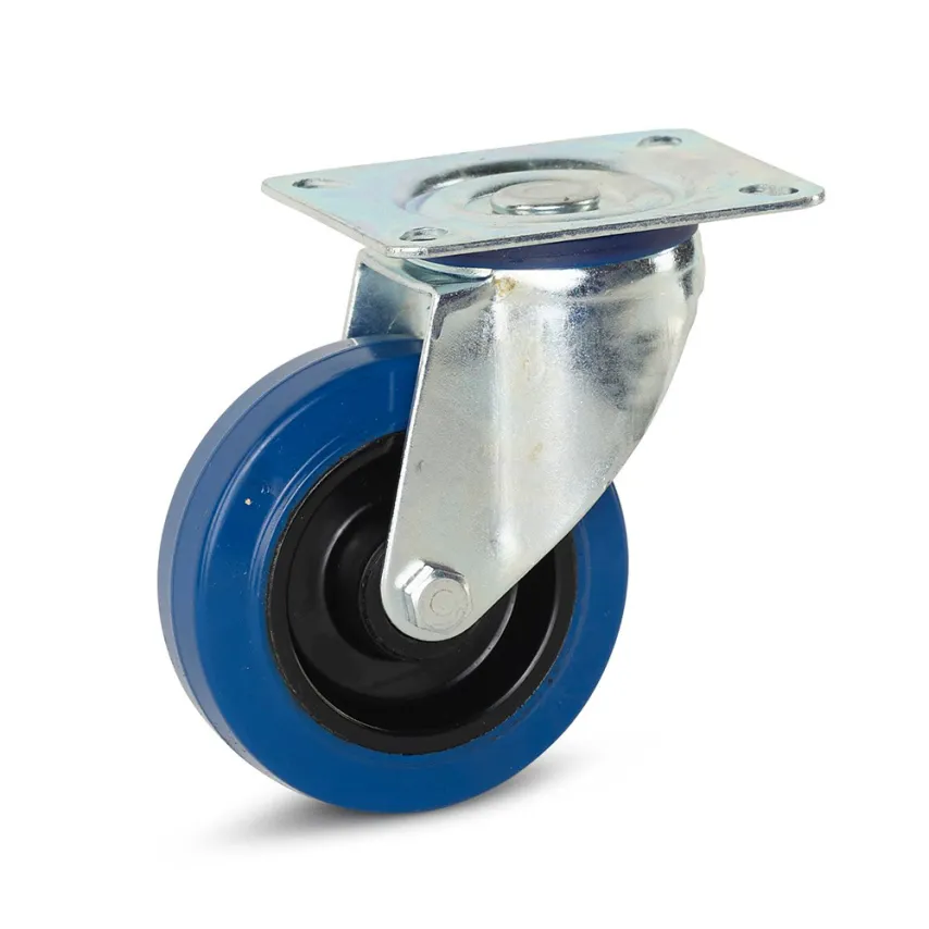 100 mm blauw elastisch rubber zwenkwiel - RB3-100