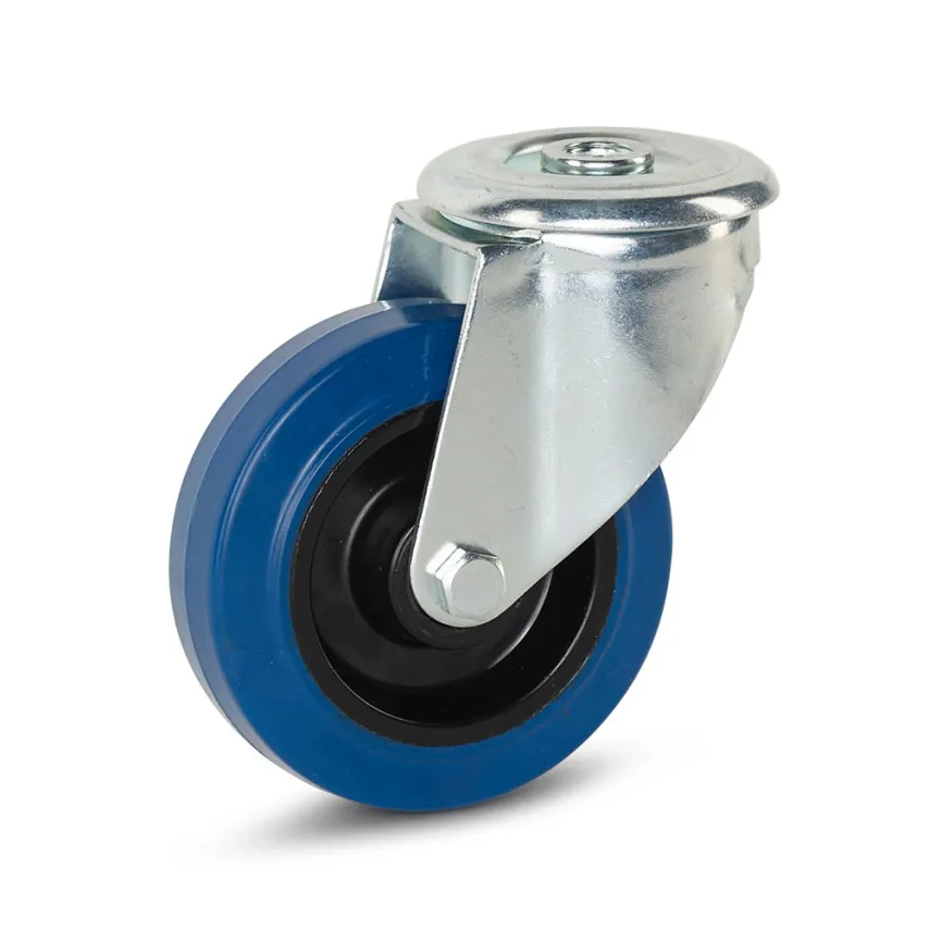 100 mm blauw elastisch rubber zwenkwiel - RB5-100