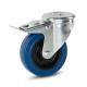 100 mm blauw elastisch rubber geremd zwenkwiel - RB6-100